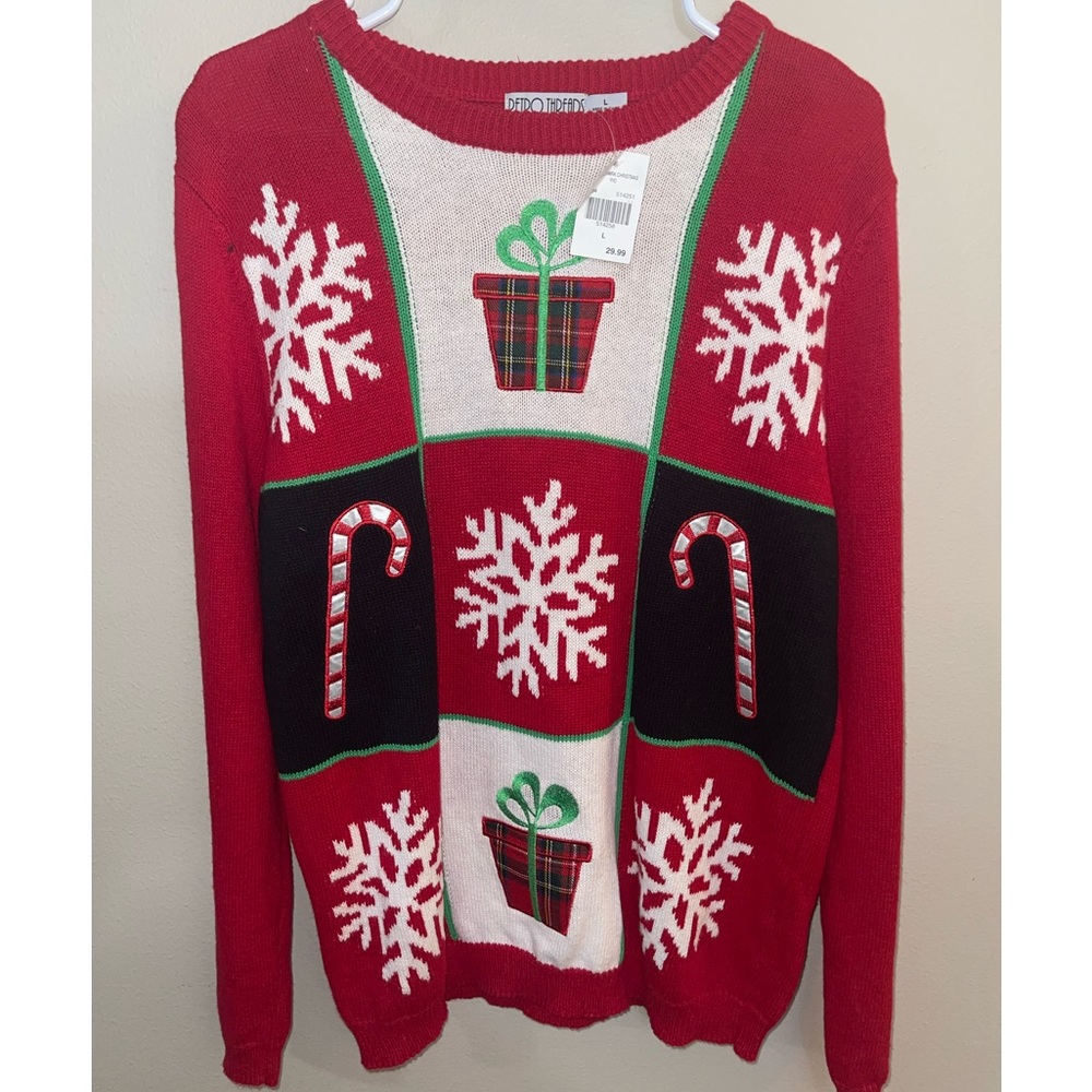 NWT RETRO THREADS CHRISTMAS HOLIDAY SWEATER SIZE LARGE